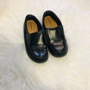 “George” Toddler Black Dress Shoes, Size 12